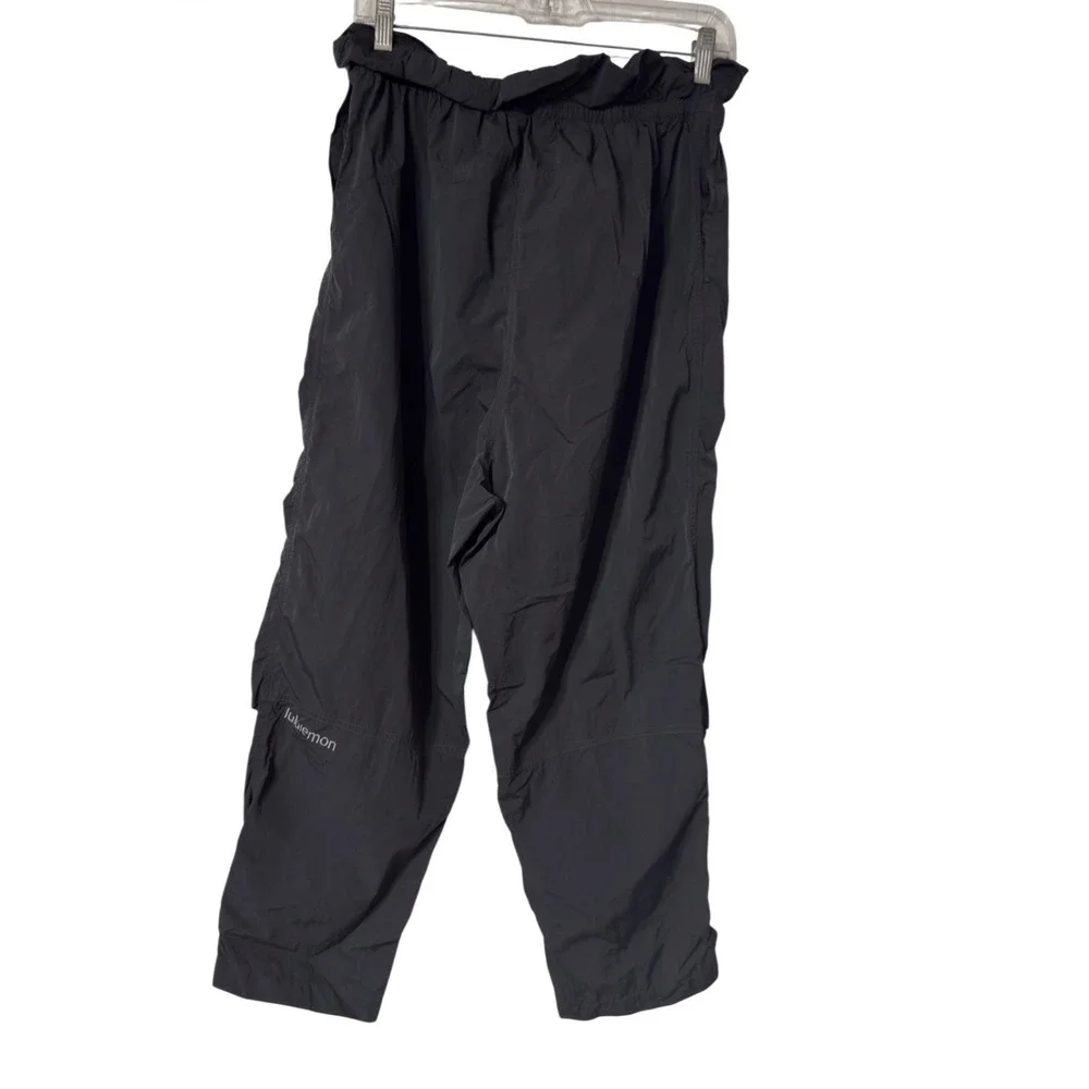 Lululemon‎ Lab Black Paperbag Waist Track Pants Nylon Tapered Athletic Womens 10